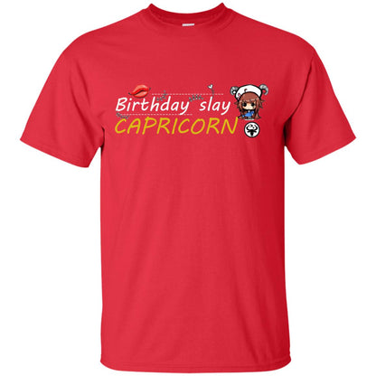 Cute Capricorn Girl Birthday Lip Slay T-shirt Red