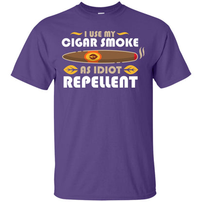 I Use My Cigar Smoke As Idiot Repellent Funny Cigar T-shirt For Mens Purple