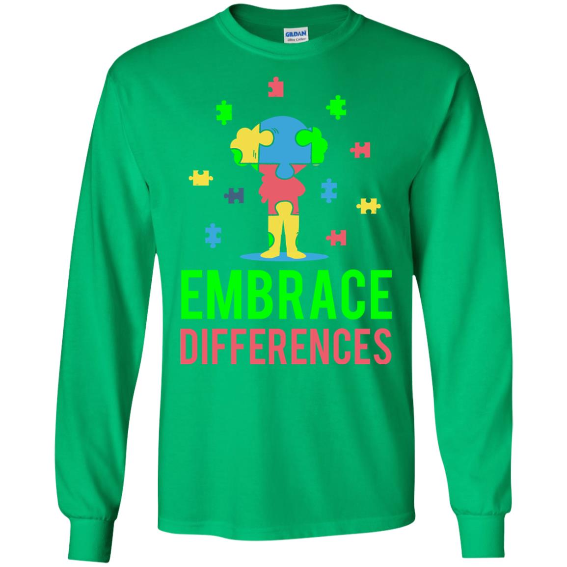 Autism Awareness T-shirt Embrace Differences Irish Green