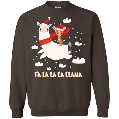 Fa La La La Llama With Chihuahua X-mas Gift Shirt Dark Chocolate