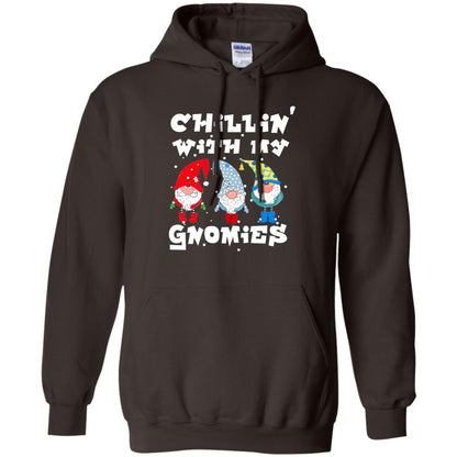 Chillin' With My Gnomies X-mas Gift Shirt For Mens Womens Kids Dark Chocolate