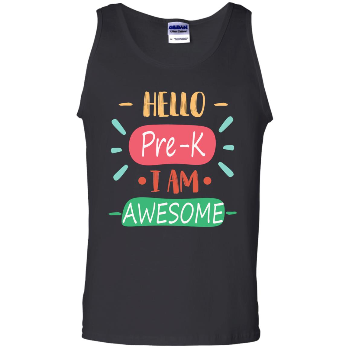 Hello Pre-k Grade I Am Awesome Pre-k Back To School First Day Of School Shirt Black