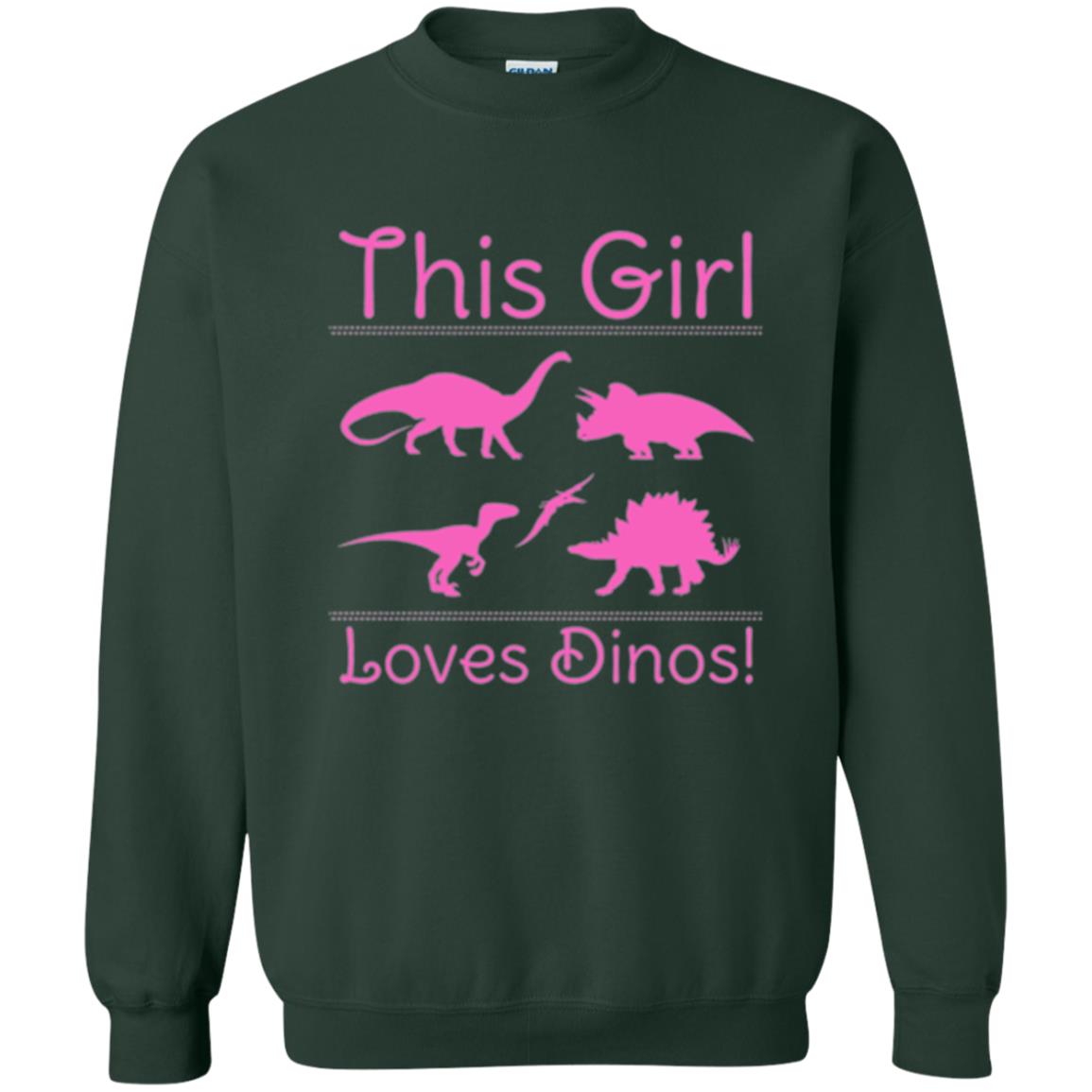 Dinosaur T Shirt This Girl Loves Dinos Forest Green