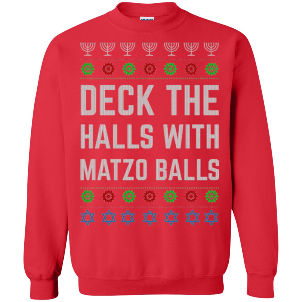 Christmas T-shirt Deck The Halls With Matzo Balls Red
