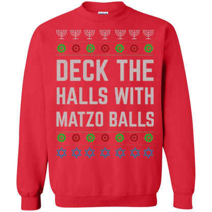 Christmas T-shirt Deck The Halls With Matzo Balls Red