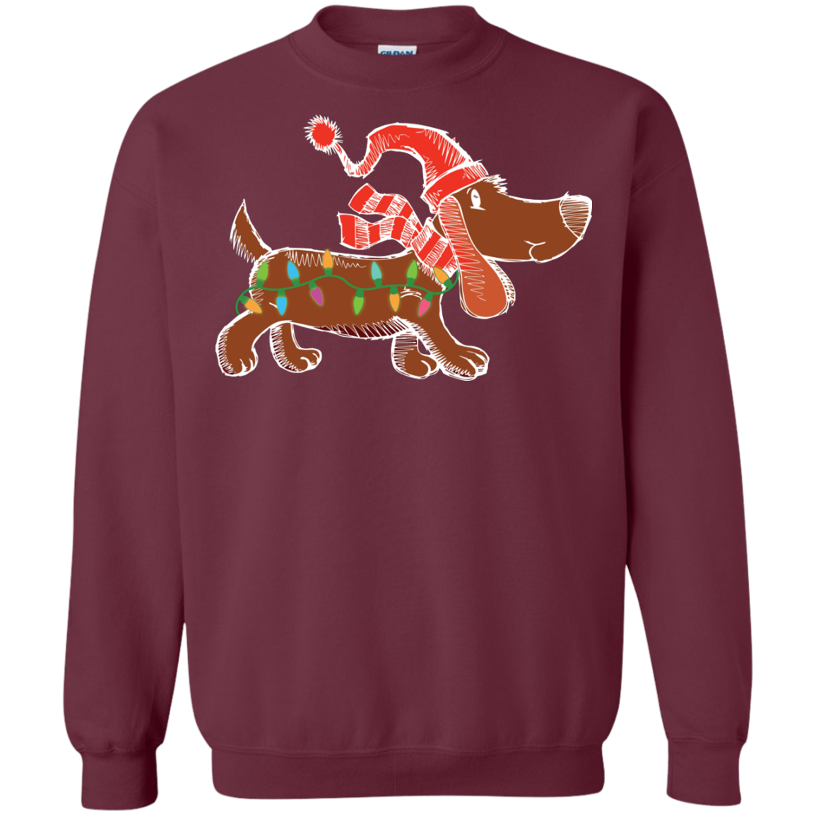 Dog Lover T-Shirt Christmas Lights Labrador Retriever Dog Lover Maroon