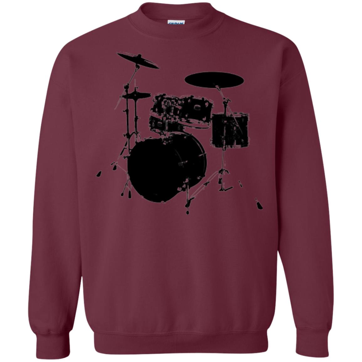 Drum Lovers T-shirt Drum Kit Stencil Print Maroon