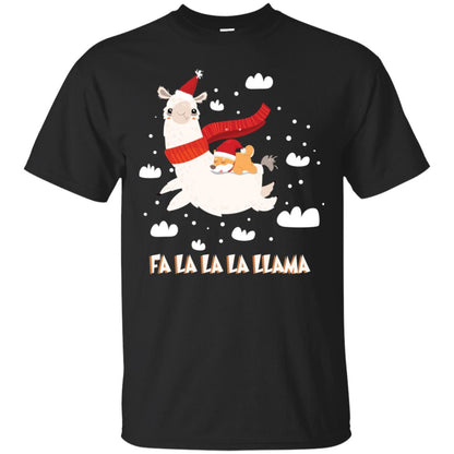 Fa La La La Llama With Shiba Inu X-mas Gift Shirt Black