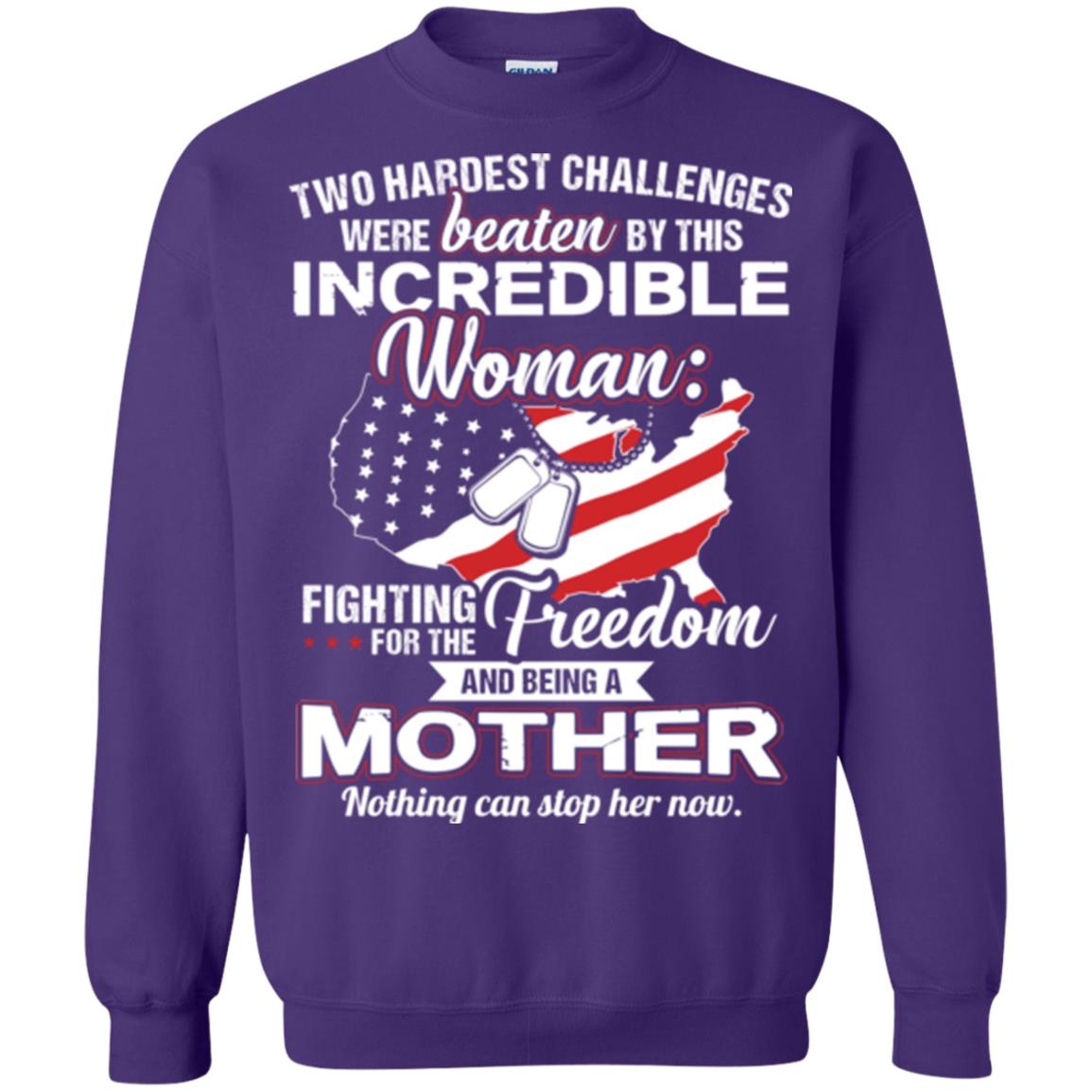 Incrediable Woman Fighting For The Freedom And Being A Mother Military Shirt Purple
