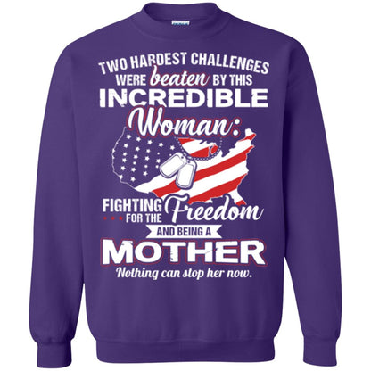 Incrediable Woman Fighting For The Freedom And Being A Mother Military Shirt Purple
