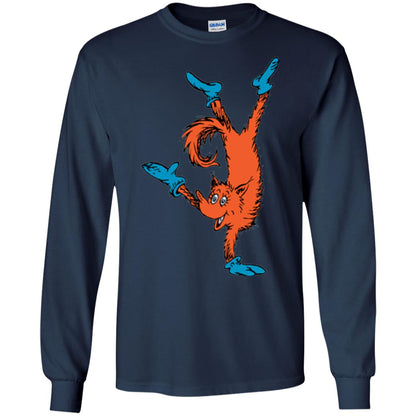 Dr. Seuss Fox In Socks Handstand Book Lover T-shirt Navy