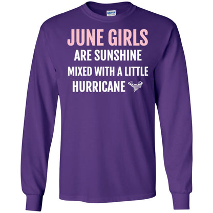 June Girls Birthdays T-shirt Are Sunshine Mixed With A Little Hurricane Purple