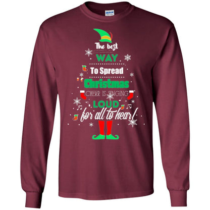 Elf Christmas T-shirt The Best Way To Spread Christmas Cheer Maroon