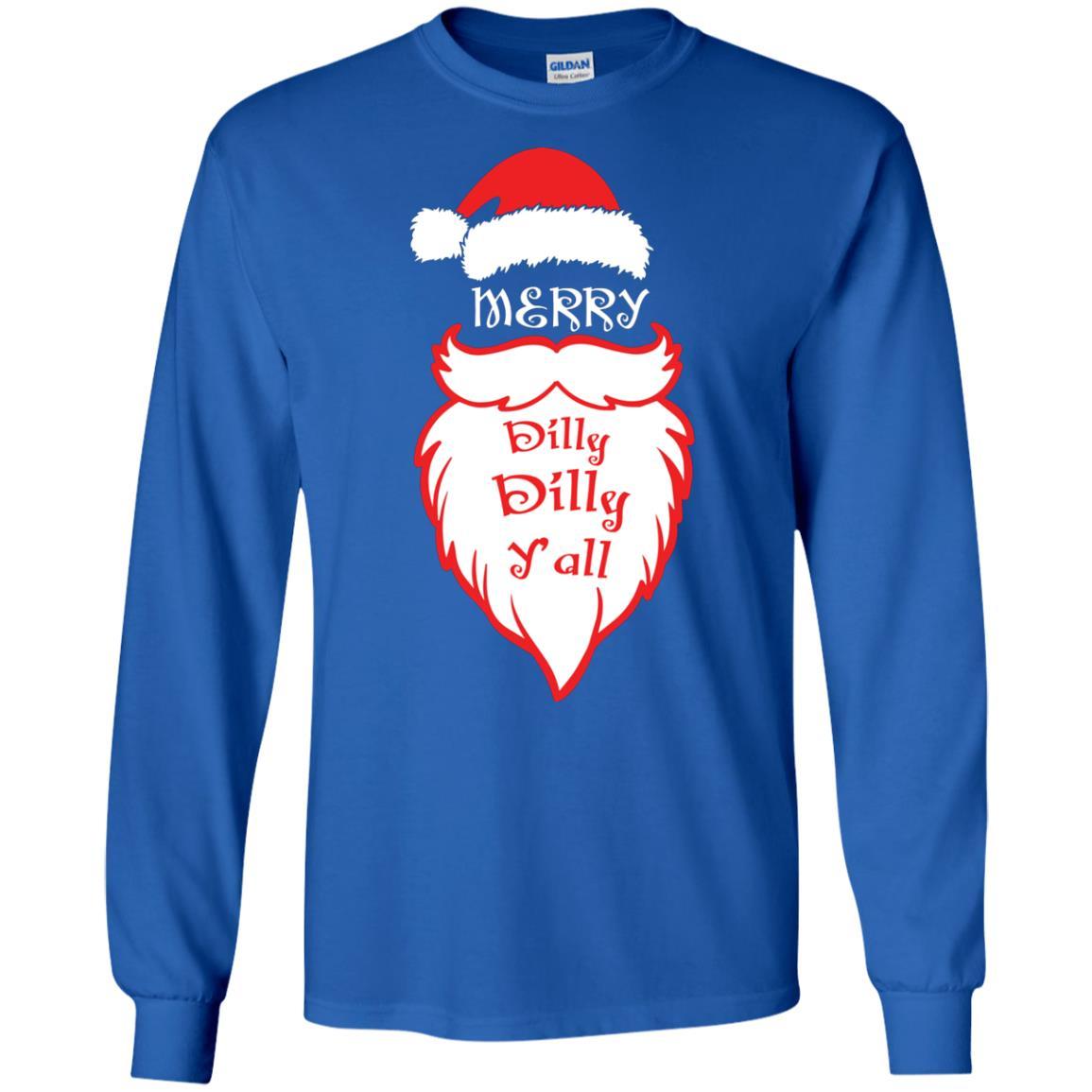 Christmas T-shirt Merry Dilly Dilly Y'all Royal