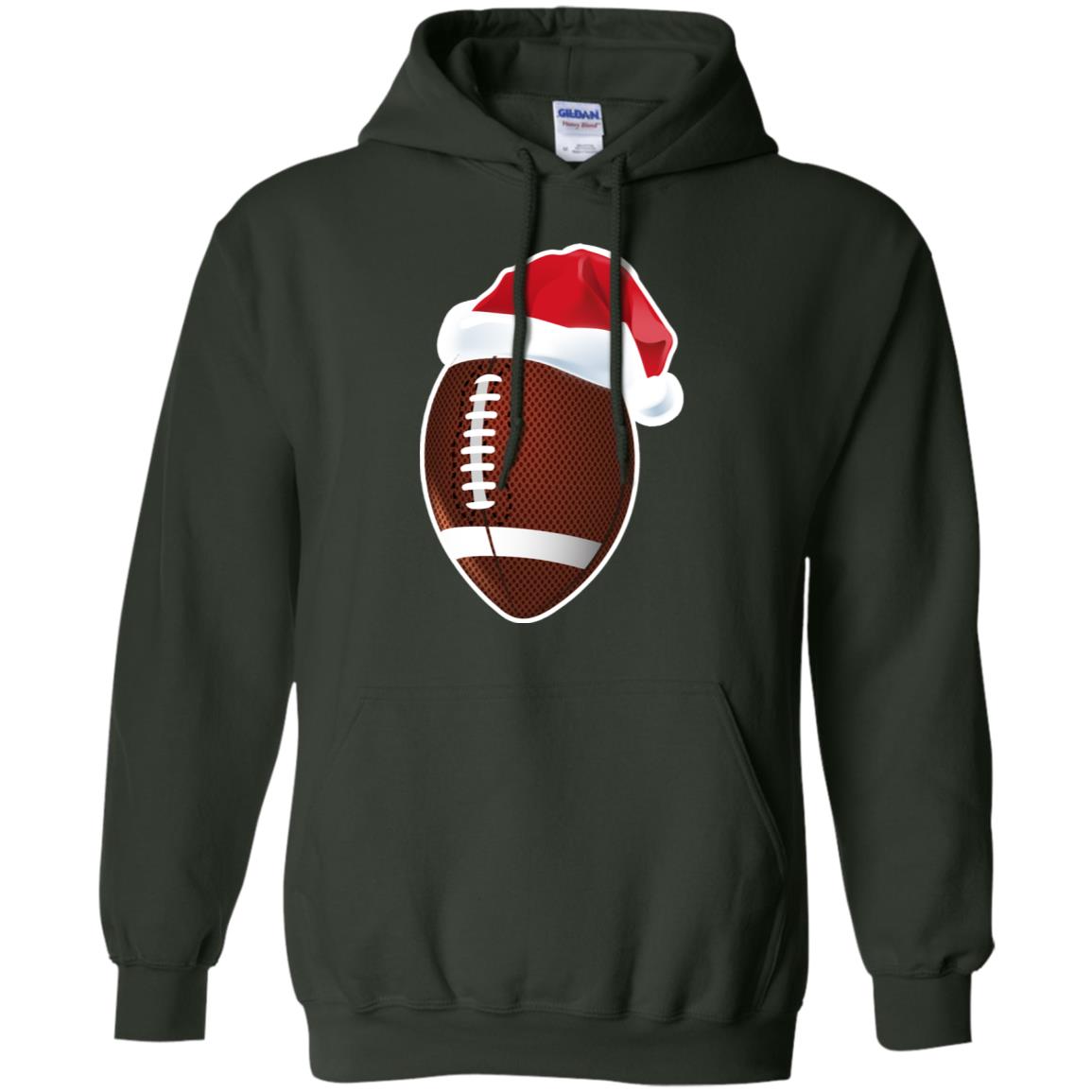 Football With Santa Claus Hat X-mas Shirt For Football Lovers Forest Green