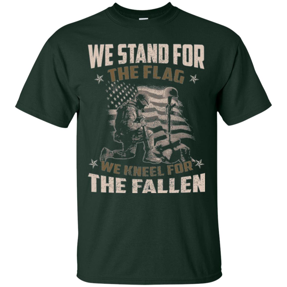 Veteran T-shirt We Stand For The Flag, We Kneel For The Fallen Forest Green