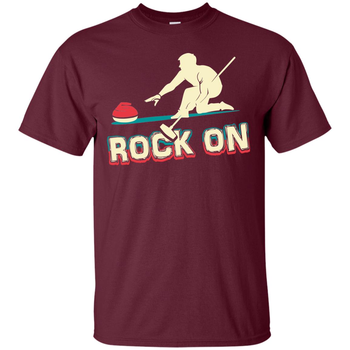 Curling Winter Lover T-shirt Rock On Curling Winter Sports Maroon