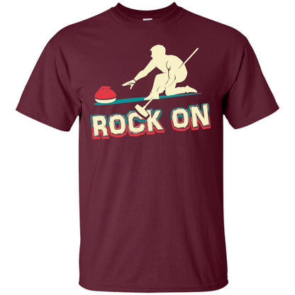 Curling Winter Lover T-shirt Rock On Curling Winter Sports Maroon