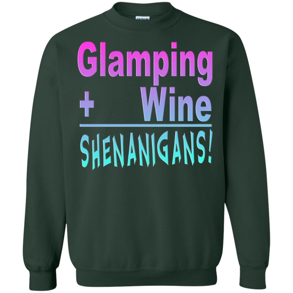 Glamping Drink Wine Shenanigans Funny Happy Glamper T-shirt Forest Green
