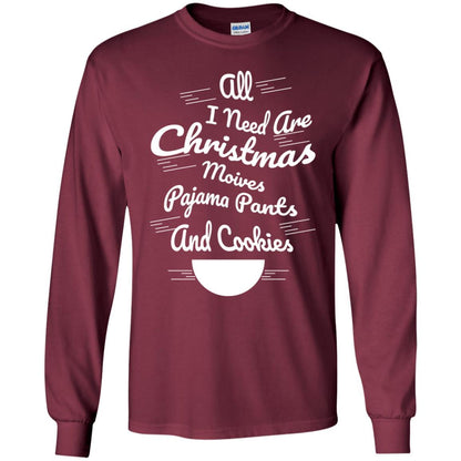 Christmas T-shirt All I Need Are Christmas Movies Pajama Pants Maroon