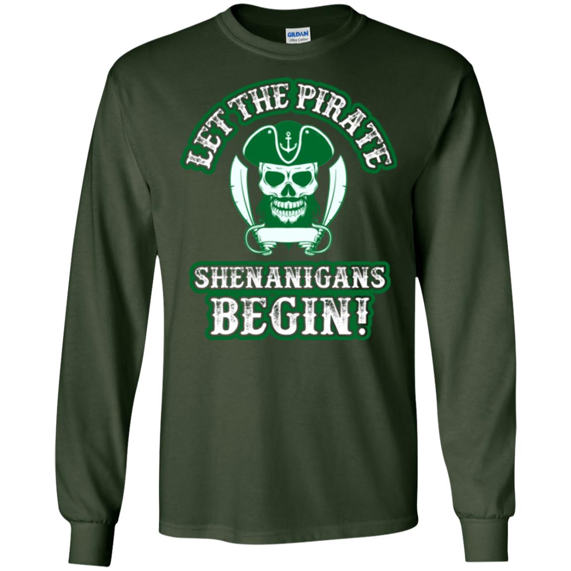 Saint Patrick's Day T-shirt Let The Pirate Shenanigans Begin Forest Green
