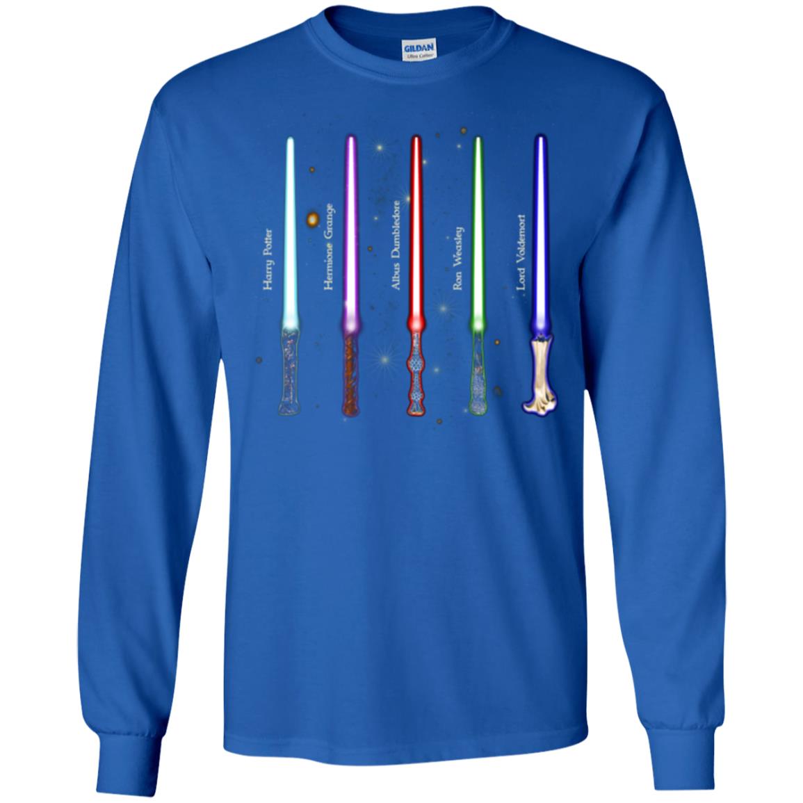 Harry Potter Lightsaber Wands Movie Fan T-shirt Royal