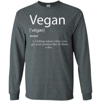 Vegan T-shirt Getting Asked Where You Get Your Protein Like 12 Times A Day Dark Heather