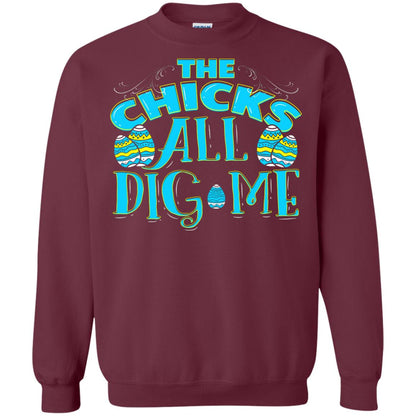 Cute Easter Shirts The Chicks All Dig Me Maroon