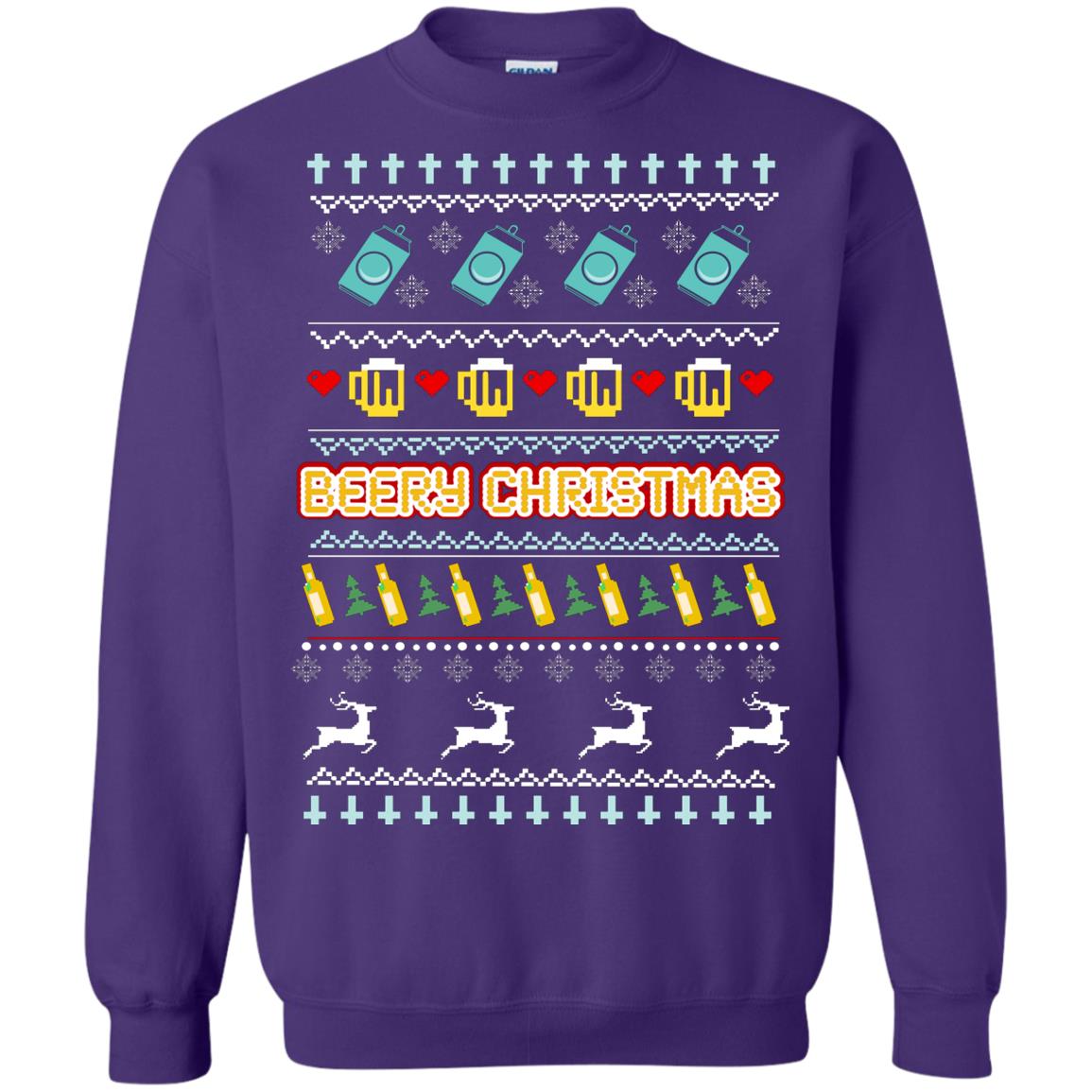 Beery Christmas Merry X-mas Beer Drinking Lovers Gift Shirt Purple