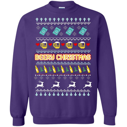 Beery Christmas Merry X-mas Beer Drinking Lovers Gift Shirt Purple