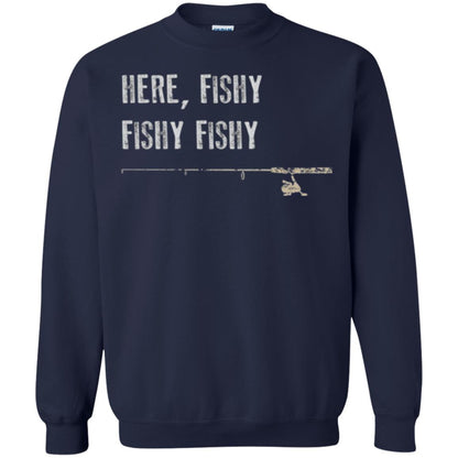 Fishing Lover T-shirt Here Fishy Fishy Navy