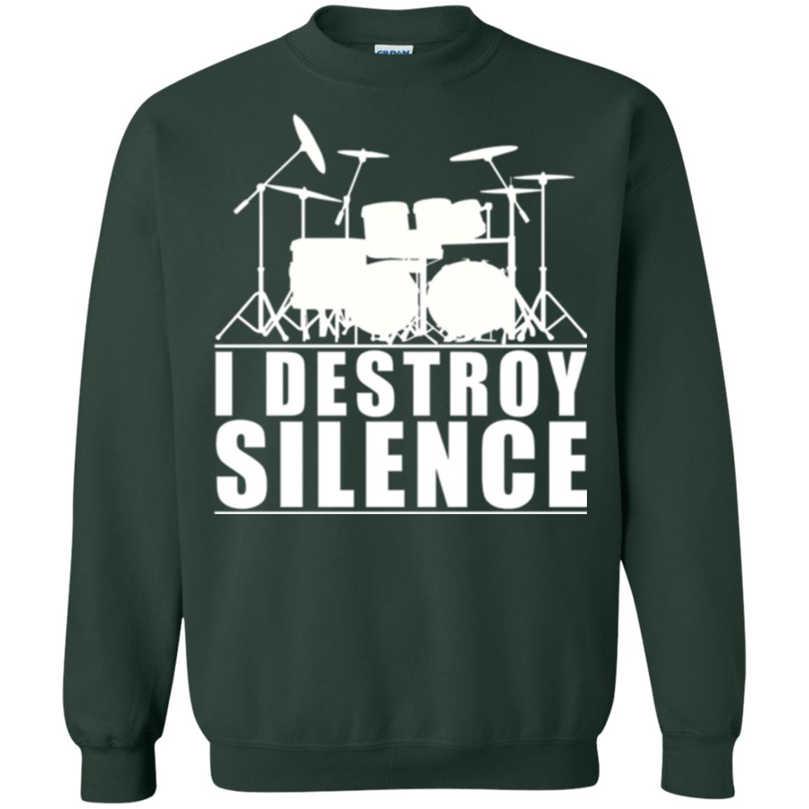 Drums Lover T-shirt I Destroy Silence Forest Green
