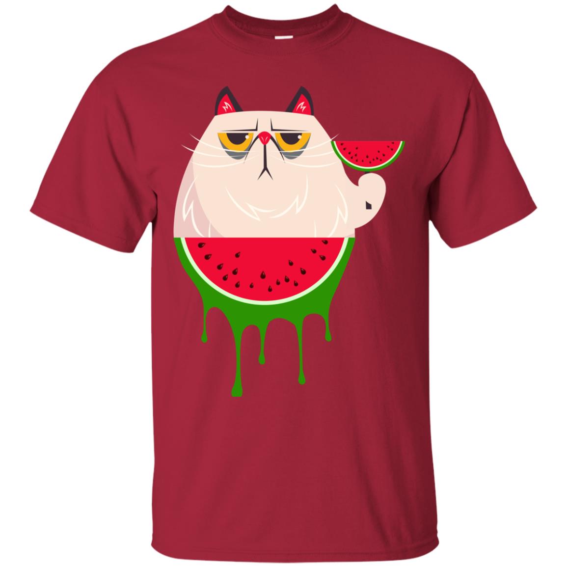 Watermelon Cat Funny Summer Melon Fruit Shirt Cardinal
