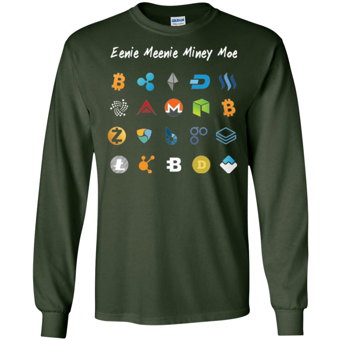 Bitcoin Litecoin Ethereum Eenie Meenie Miney Moe T-shirt Forest Green