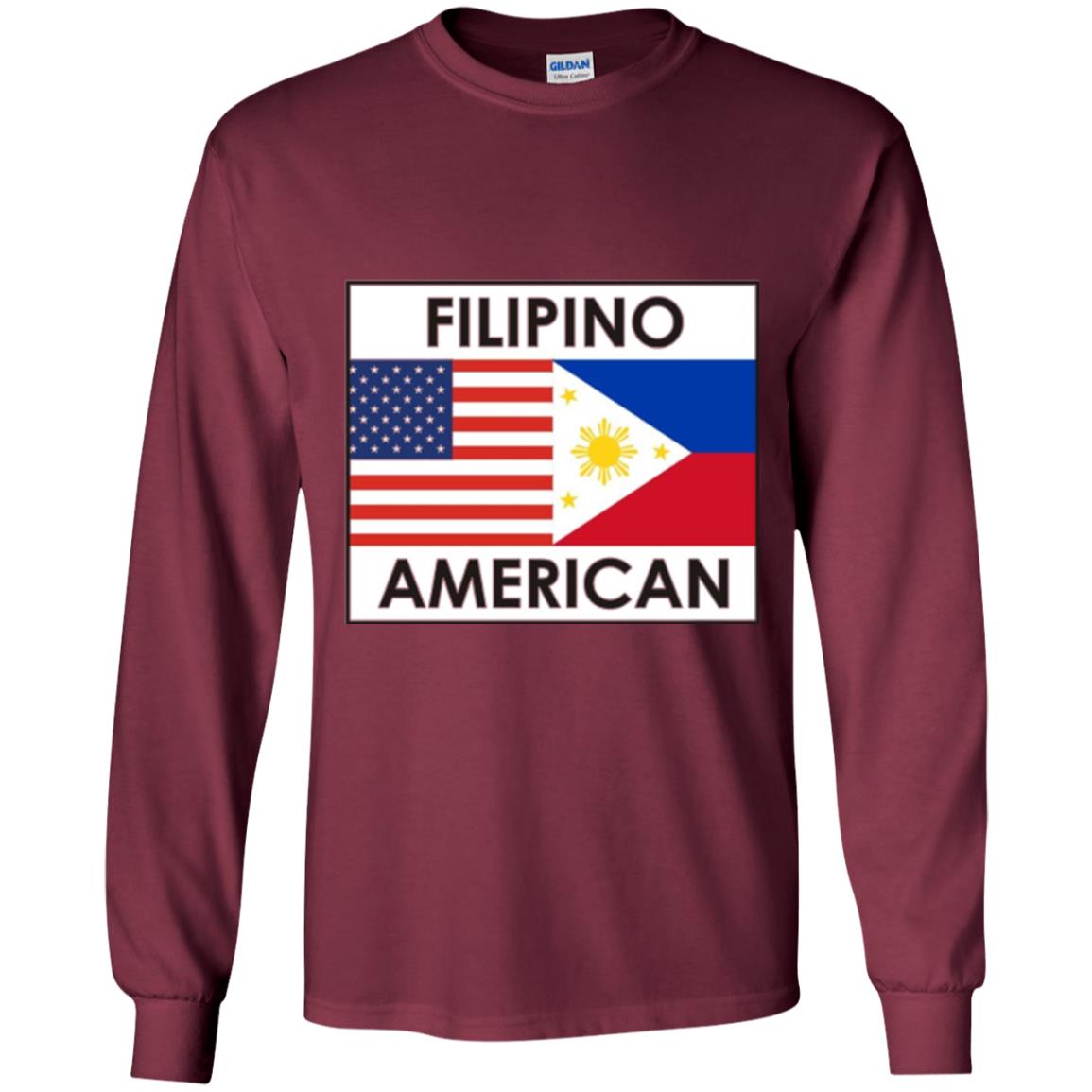 Filipino American T-shirt Philippines Usa Flags Maroon