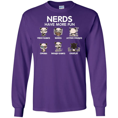 Nerds Have More Fun Video Games Books Action Figures Shirts Purple
