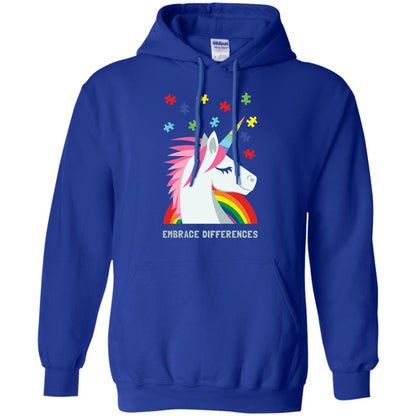 Autism Awareness Shirt Unicorn Puzzle Embrace Differences Royal