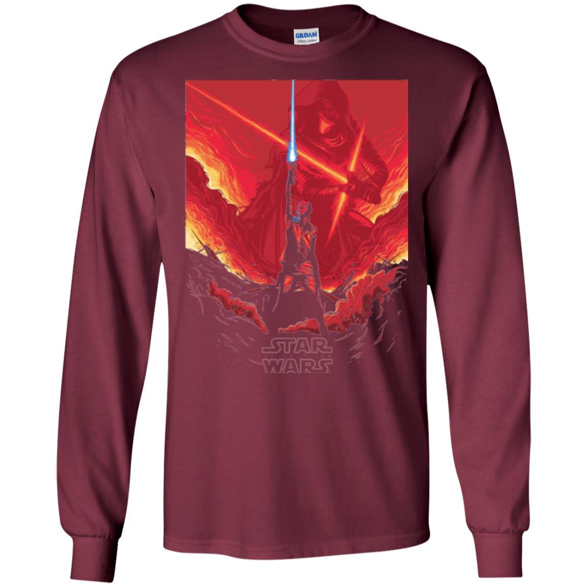 Film T-shirt Star Wars Last Jedi Rey Saber Reach Red Poster Maroon