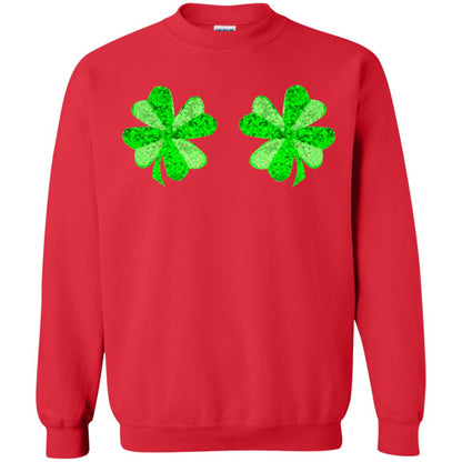 Funny Shamrock Boobs St Patricks Day T-shirt Red