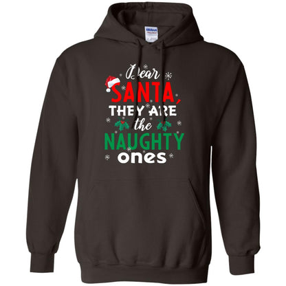 Dear Santa They Are The Naughty Ones Funny X-mas Gift Shirt Dark Chocolate