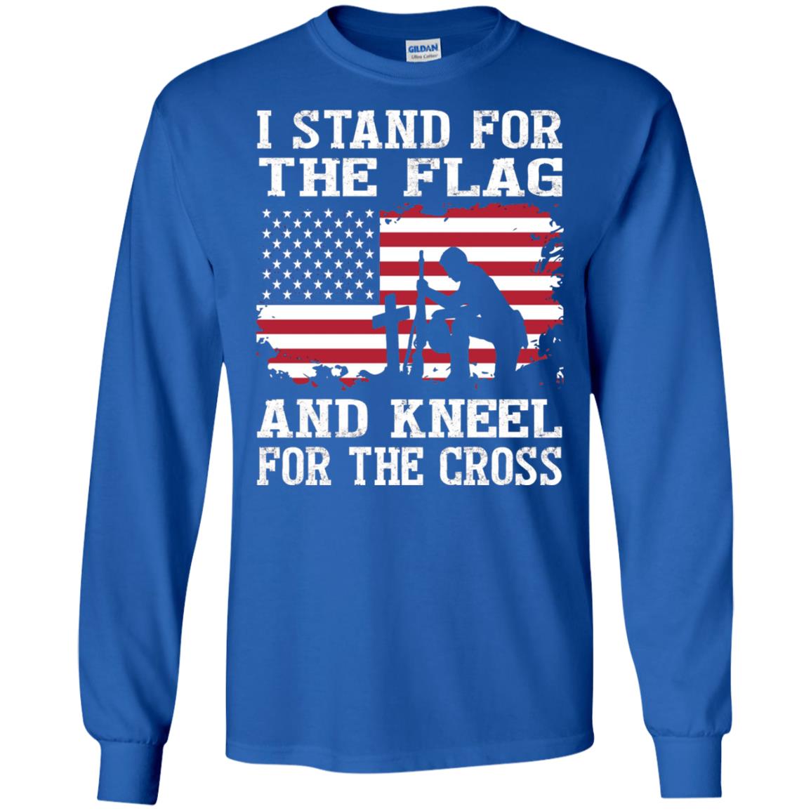 I Stand For The Flag And Kneel For The Cross Military T-shirt Royal