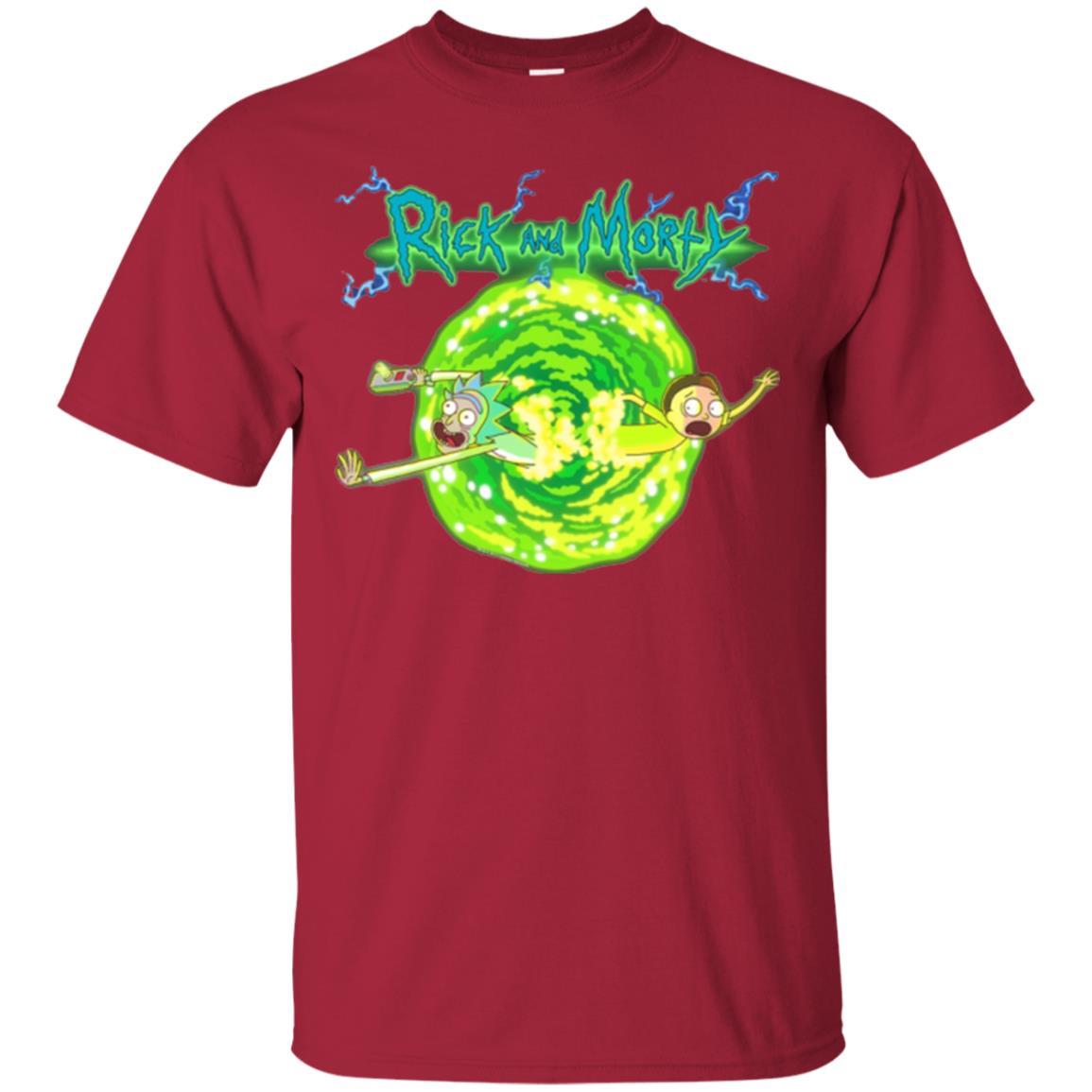 Rick Morty T-shirt Portal Glow Lightning Logo Cardinal