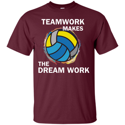 Volleyball T-shirt TeamWork Makes The Dream Work Maroon