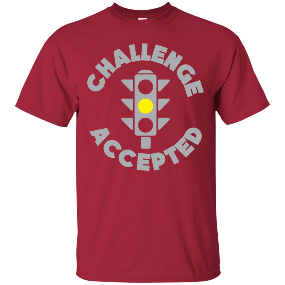 Funny Racing T-shirt Challenge Accepted Yellow Light Car Cardinal