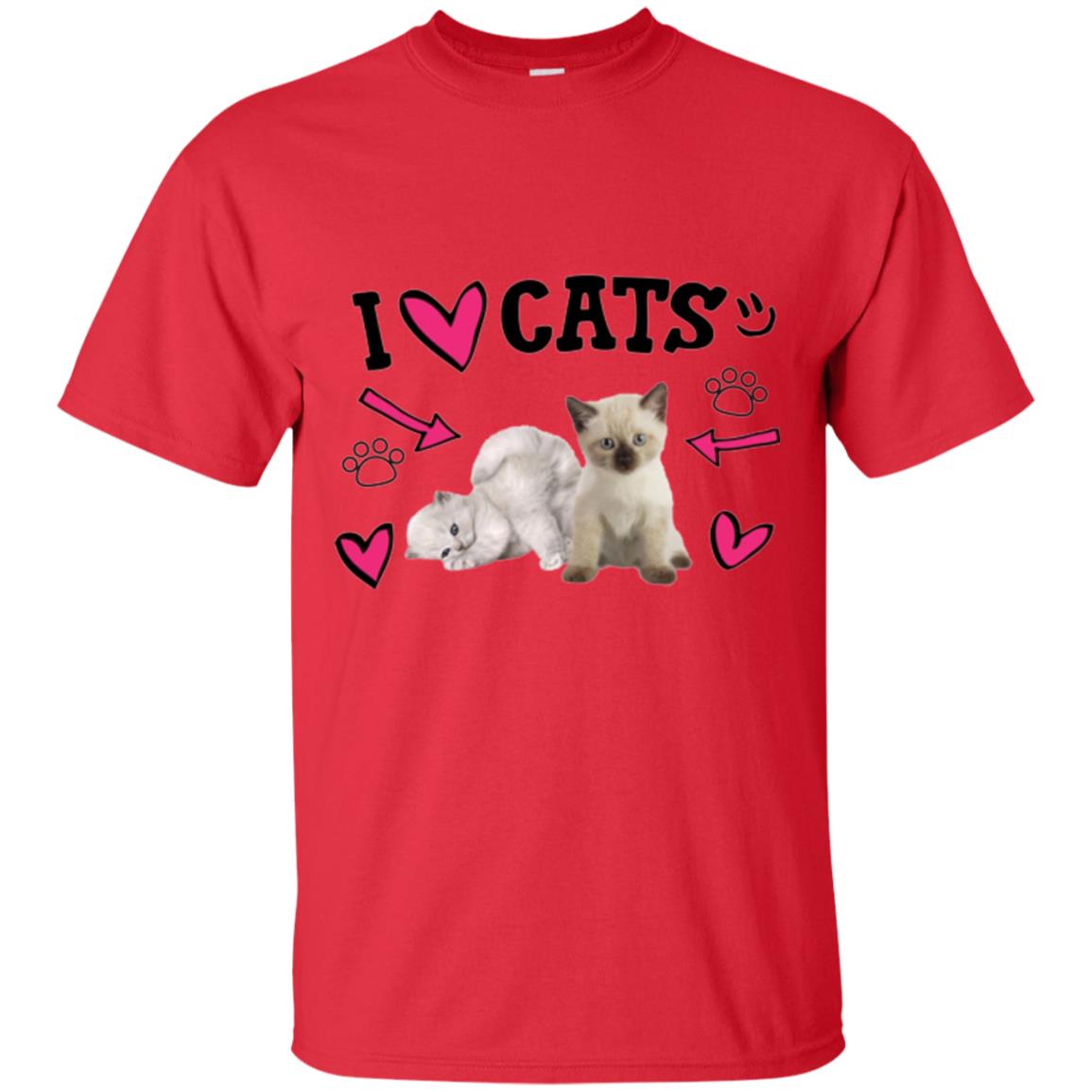 Cat Lover T-shirt I Love Cats Red