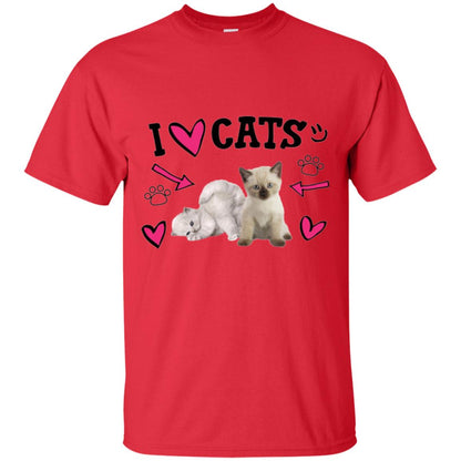 Cat Lover T-shirt I Love Cats Red