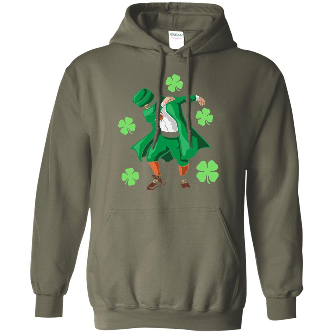 Funny Dabbing Leprechaun St. Patricks Day T-shirt Military Green