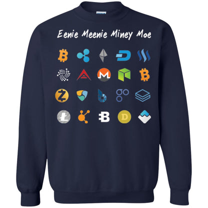 Bitcoin Litecoin Ethereum Eenie Meenie Miney Moe T-shirt Navy