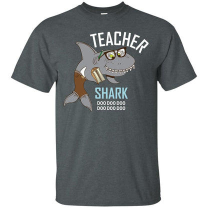 Teacher Shark Doo Doo Doo Family Shark Shirt Dark Heather