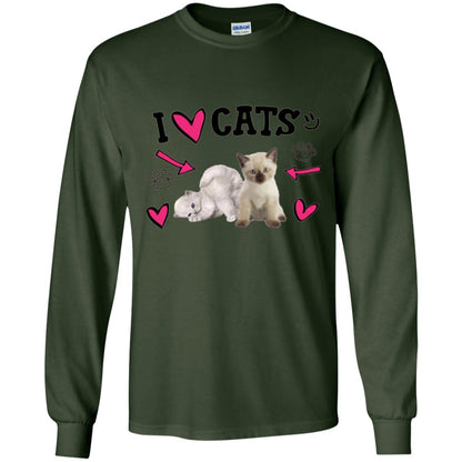 Cat Lover T-shirt I Love Cats Forest Green
